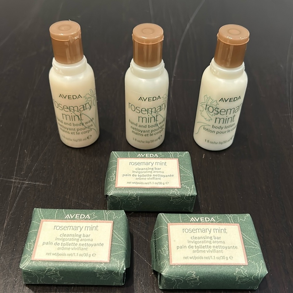 AVEDA Bath and Body Rosemary Mint Travel Bundle- Brand New